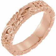 14K Rose 4 mm Floral Band