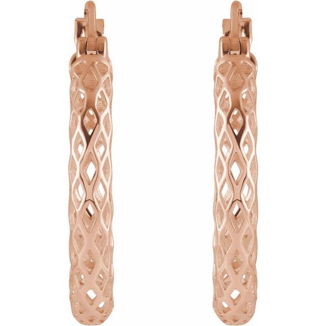 14K Rose 21x2.5 mm Pierced Tube Hoop Earrings