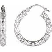 14K White 21x2.5 mm Pierced Tube Hoop Earrings