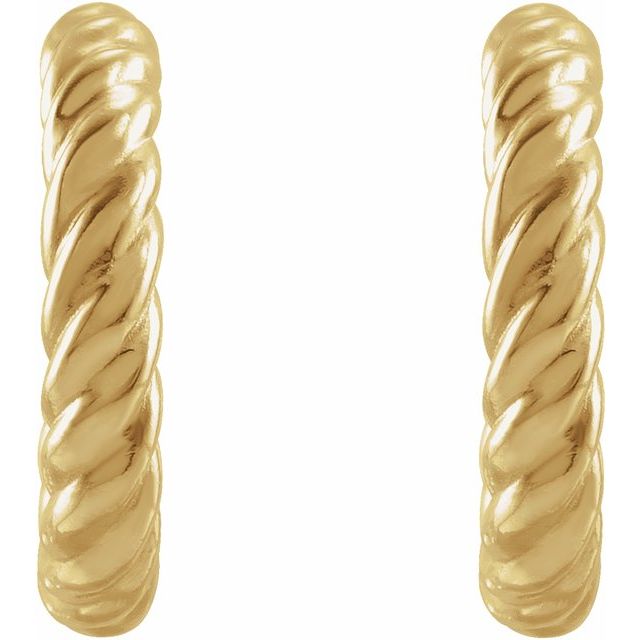 14K Yellow Rope 9 mm Hoop Earrings