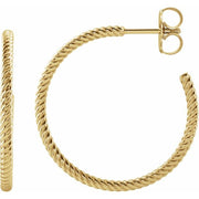 14K Yellow Rope 25 mm Hoop Earrings