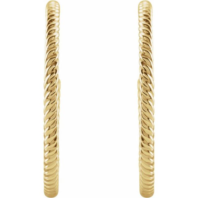 14K Yellow Rope 25 mm Hoop Earrings