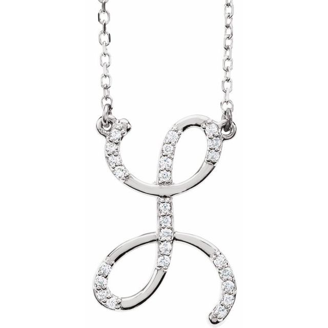 14K White 1/10 CTW Natural Diamond Initial L 16' Necklace