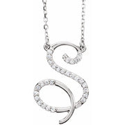14K White 1/8 CTW Natural Diamond Initial S 16' Necklace
