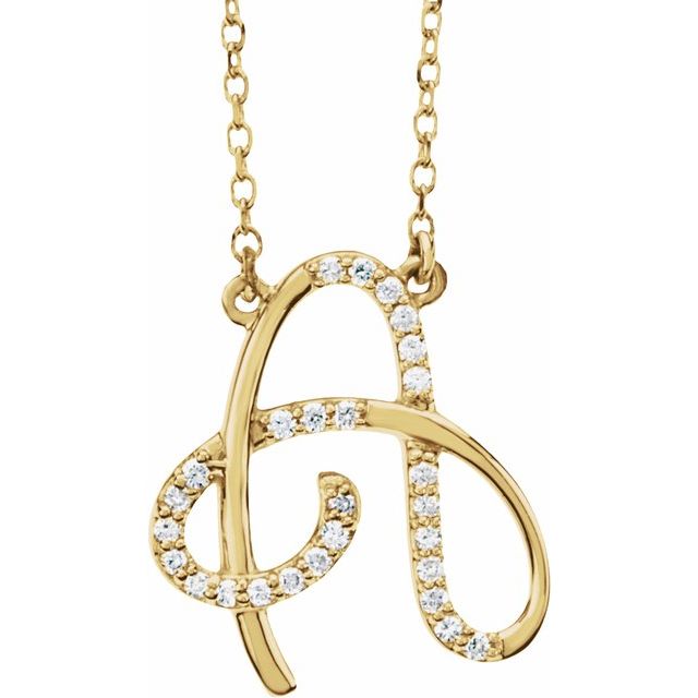 14K Yellow 1/10 CTW Natural Diamond Initial A 16' Necklace