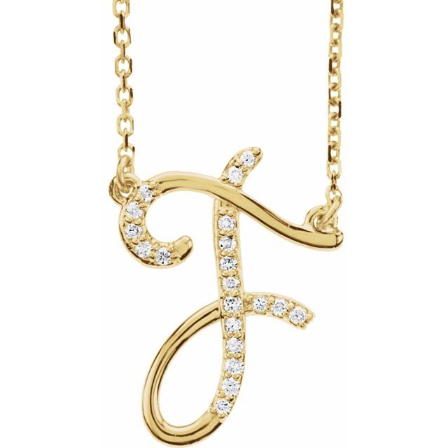 14K Yellow .08 CTW Natural Diamond Initial F 16' Necklace
