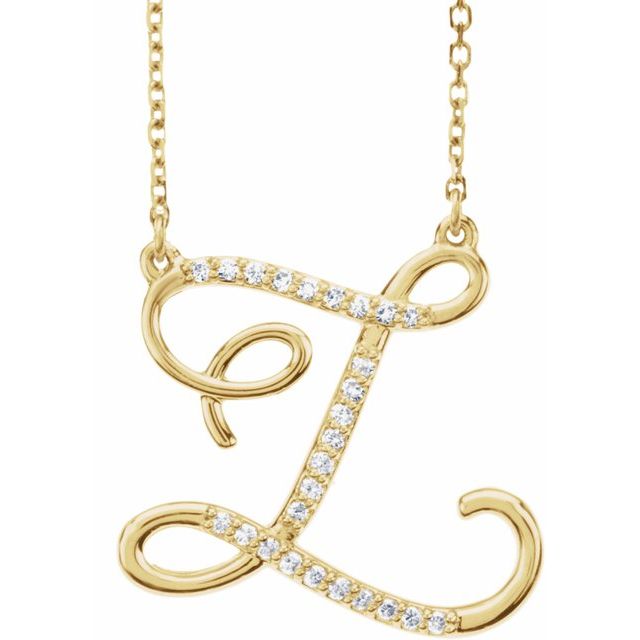 14K Yellow 1/10 CTW Natural Diamond Initial Z 16' Necklace