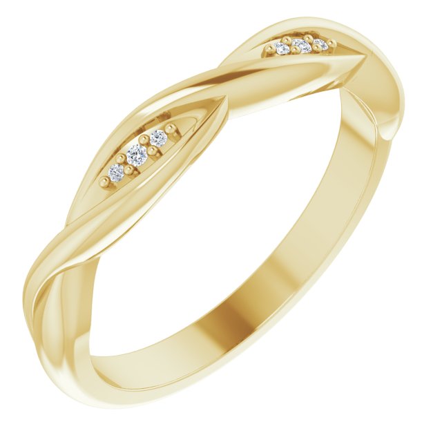 14k Yellow .02 Ctw Natural Diamond Stackable Twisted Ring