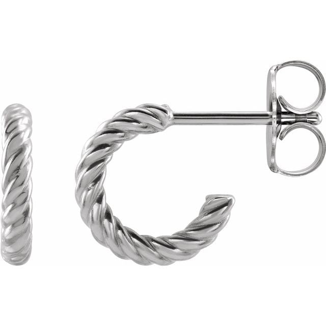 Sterling Silver Rope 9 mm Hoop Earrings