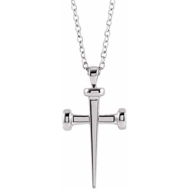 Sterling Silver Nail Cross 18' Necklace