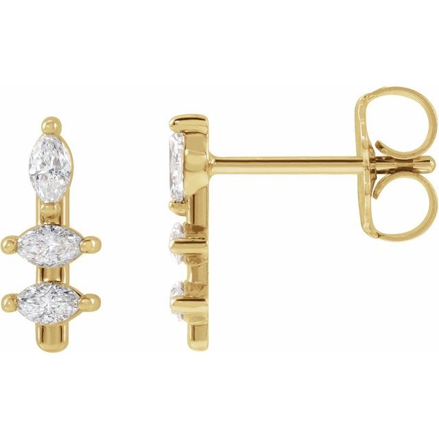 14K Yellow 1/5 CTW Natural Diamond Bar Earrings