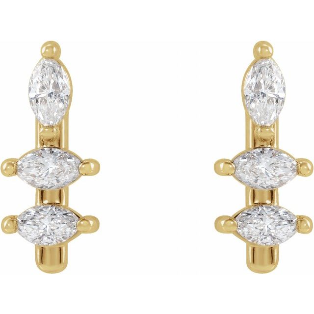 14K Yellow 1/5 CTW Natural Diamond Bar Earrings