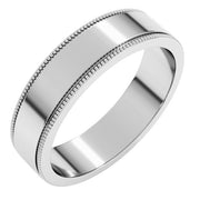 14K White 5 mm Milgrain Flat Band Size 9.5