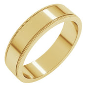 18K Yellow 5 mm Milgrain Flat Band Size 8.5