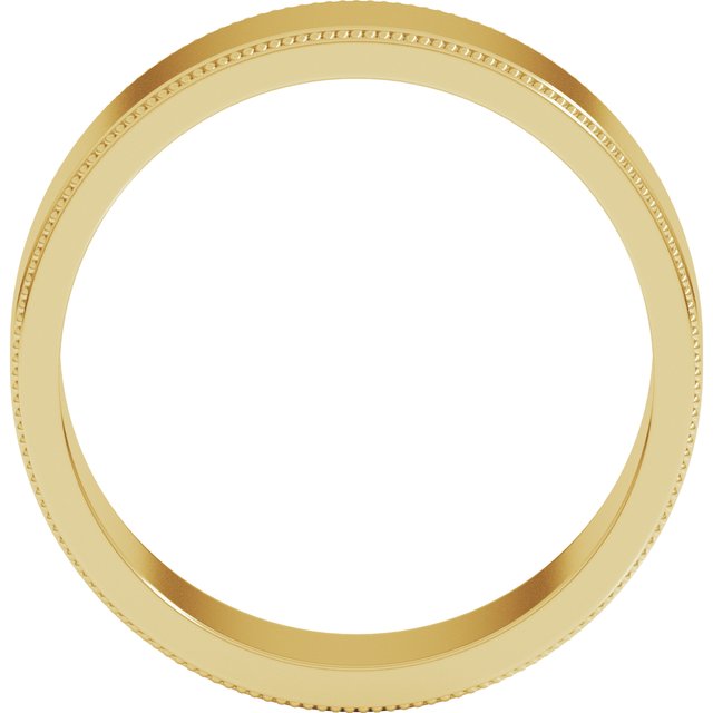 14K Yellow 7 mm Milgrain Flat Band Size 8.5