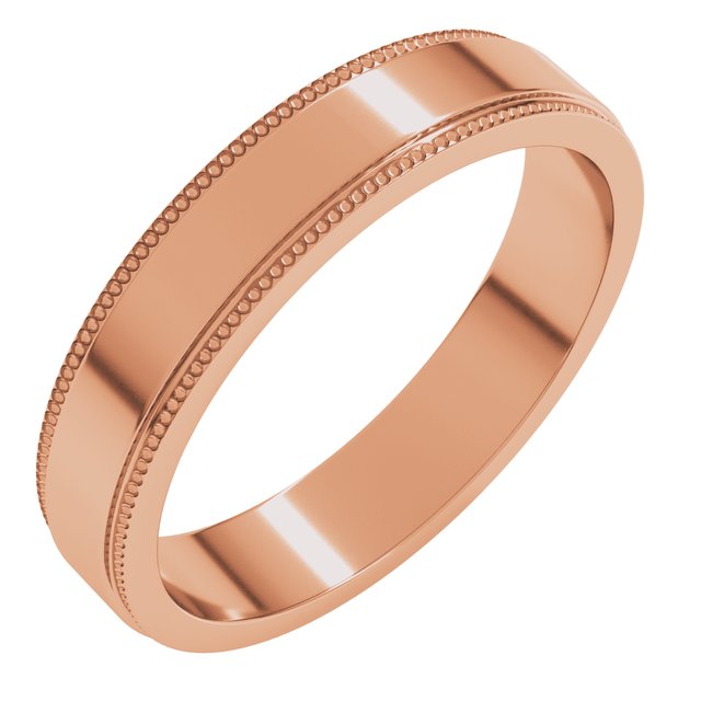 14K Rose 4 mm Milgrain Flat with Edge Band Size 5