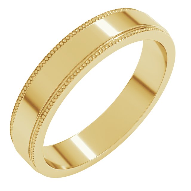 18K Yellow 4 mm Milgrain Flat with Edge Band Size 8.5