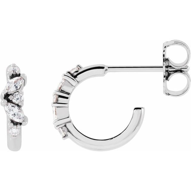 14K White 1/5 CTW Natural Diamond Huggie Earrings