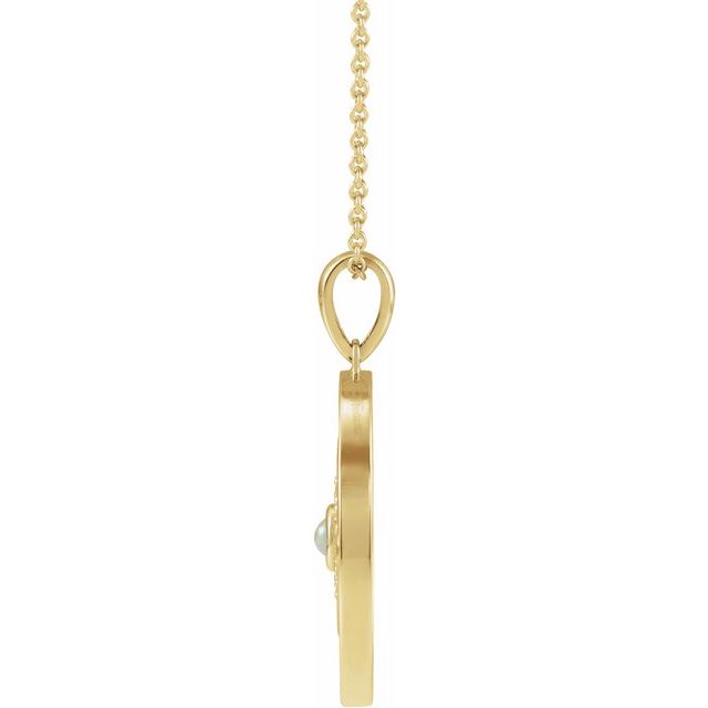 14K Yellow Natural Ethiopian Opal & 1/6 CTW Natural Diamond Evil Eye 16-18' Necklace
