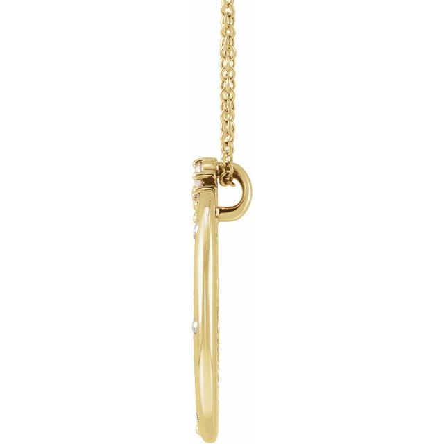 14k Yellow 1/4 Ctw Natural Diamond Crescent Moon 16-18' Necklace