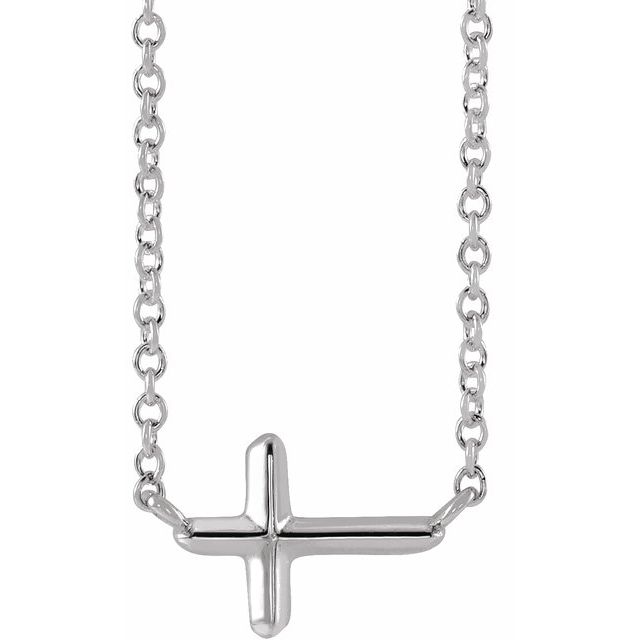 Sterling Silver Sideways Cross 18' Necklace