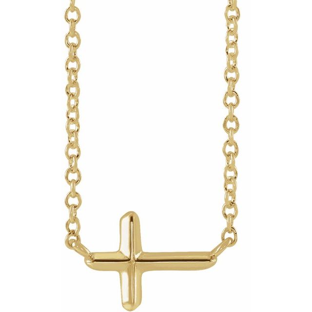 14k Yellow Sideways Cross 15' Necklace