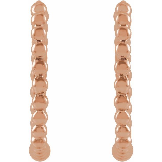 14K Rose Beaded 15 mm Hoop Earrings