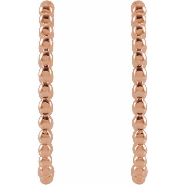 14K Rose Beaded 20 mm Hoop Earrings