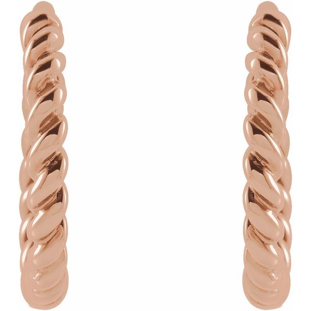 14K Rose Rope 11 mm Hoop Earrings