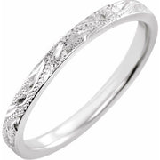 14K White 2 mm Hand Engraved Band Size 7