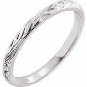 14K White 2 mm Hand Engraved Band Size 5