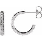 14K White Geometric 13.5 mm Hoop Earrings