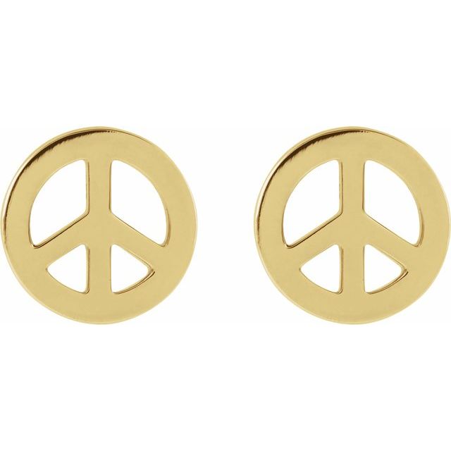 14K Yellow Tiny Peace Earrings