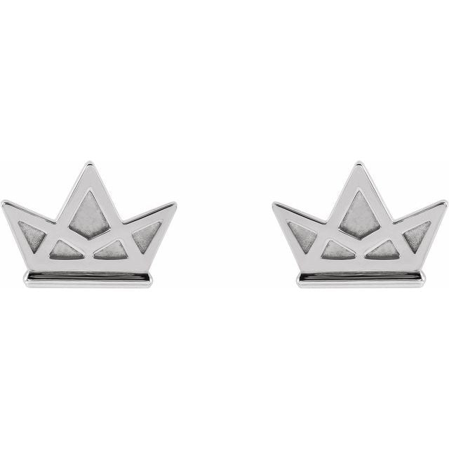 Sterling Silver Tiny Crown Earrings