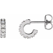 14K White 1/4 CTW Natural Diamond French-Set Huggie Hoop Earrings