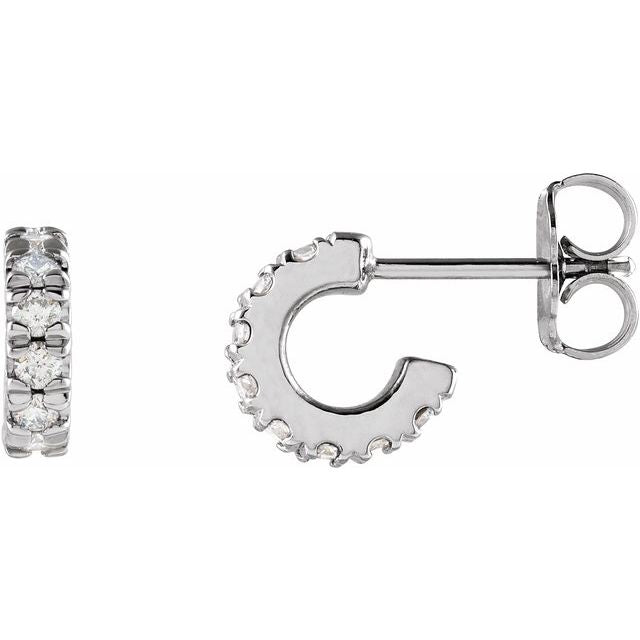 14K White 1/4 CTW Natural Diamond French-Set Huggie Hoop Earrings