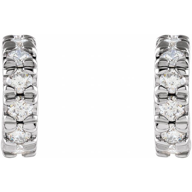 14K White 1/4 CTW Lab-Grown Diamond French-Set Huggie Hoop Earrings