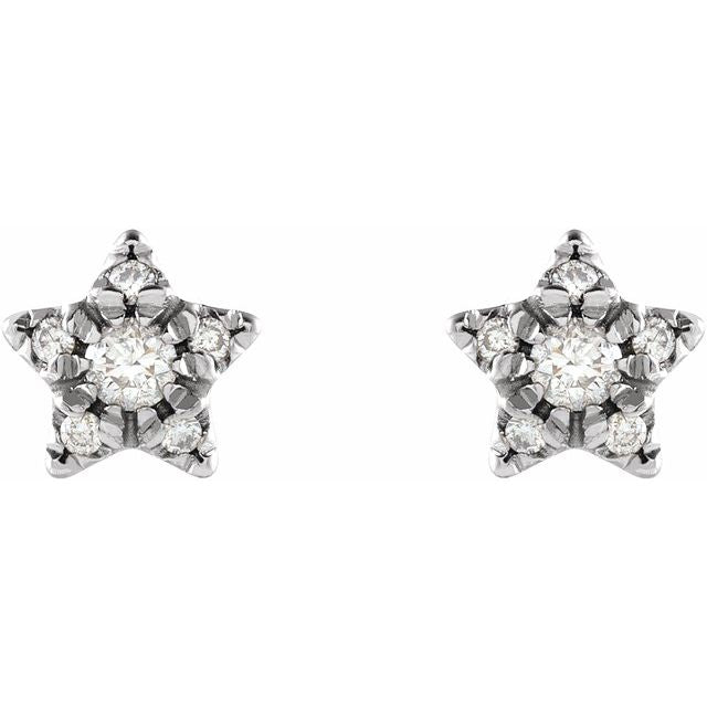 14K White 1/10 CTW Natural Diamond Star Earrings