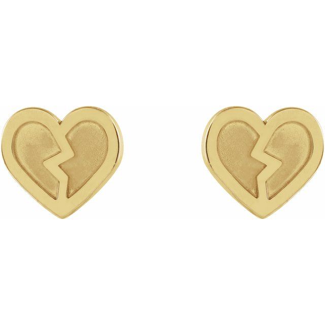 14K Yellow Tiny Heart Earrings