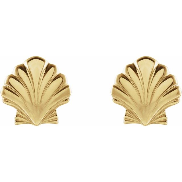 14K Yellow Tiny Shell Earrings
