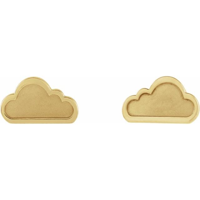 14K Yellow Tiny Cloud Earrings