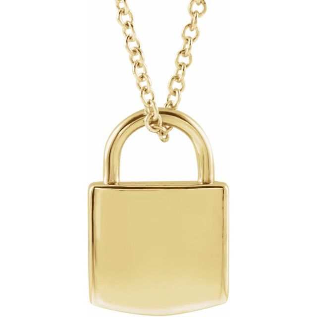 14K Yellow Engravable Lock 16-18' Necklace