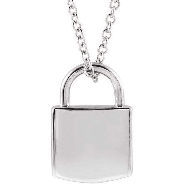 Sterling Silver Engravable Lock 16-18' Necklace