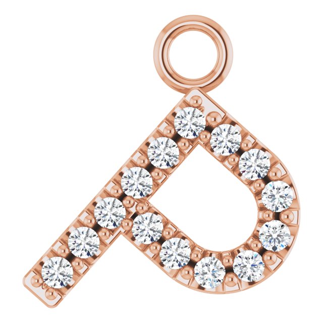 14k Rose .05 Ctw Natural Diamond Initial P Dangle