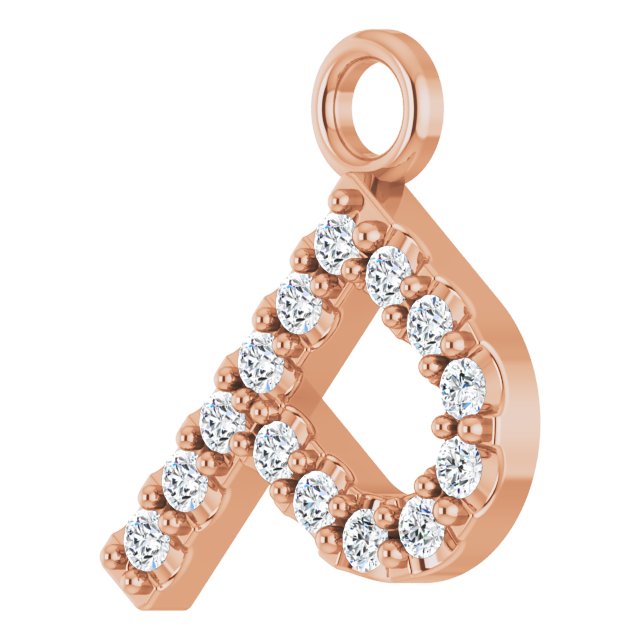 14k Rose .05 Ctw Natural Diamond Initial P Dangle