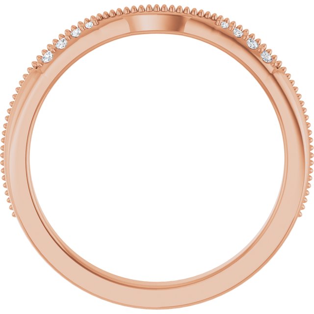 14K Rose .04 CTW Natural Diamond Milgrain Contour Band