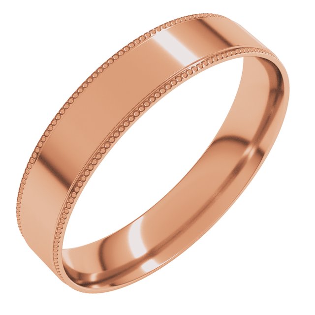14K Rose 4 mm Milgrain Flat Comfort Fit Edge Band Size 11