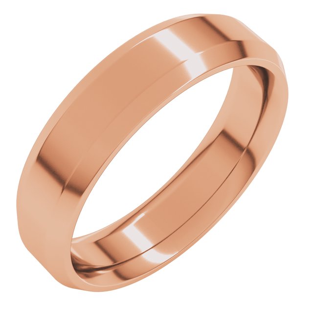 14K Rose 5 mm Beveled-Edge Comfort-Fit Band Size 7.5