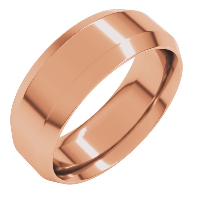 14K Rose 7 mm Beveled-Edge Comfort-Fit Band Size 11