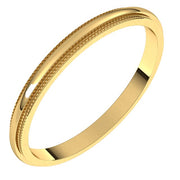 18K Yellow 2 mm Milgrain Half Round Edge Band Size 6.5
